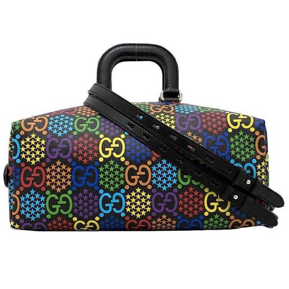 Gucci Duffle Bag Black Multicolor GG Psychedelic Handbag All over Backpack